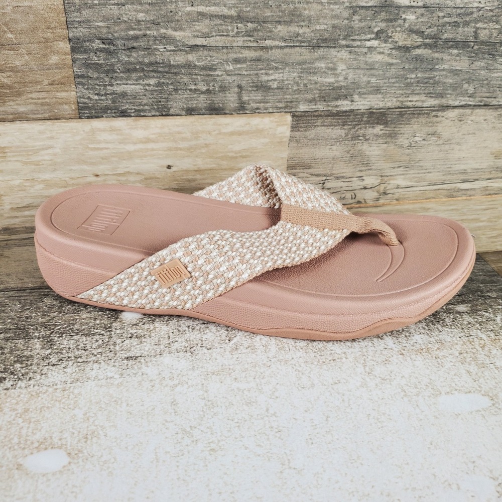 FitFlop Surfa Womens Sandals Sz 9 Multi-Tone Webbing Toe-Post Slip On Comfort
